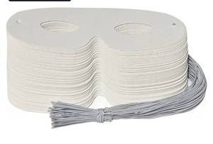 lot 62754 image: Disposable Paper Cup Carrier Trays with Handles 108 Pack White Paper Eye Masks, Plain Masquerade Mask DIY Blank Masks Decorate for Costume Party, Halloween Party - 108 Packs - Retail $12