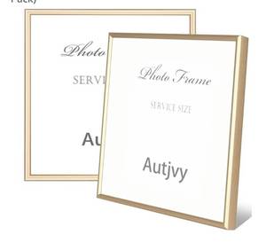 lot 62767 image: (763)5x5 Picture Frames Gold - Brushed Brass Modern Simple Thin Aluminum Metal Photo Frame with HD Real Glass, Display for Tabletop and Wall Collage. (2 Pack) - Retail $16
