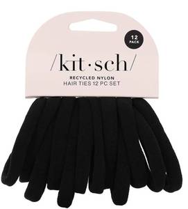 lot 62781 image: Kitsch Nylon Hair Ties No Damage - Stretchable Hair Bands for Strong All-Day Hold, Ponytail Holders  Hair Accessories for Girls  Ideal Gifts for Women & Mothers Day Gifts For Mom - Black, 12 Pcs - Retail $8