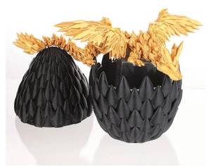 lot 62786 image: 3D Printed Dragon Egg, Executive Desk Toys, Articulated Dragon, Fidget Toys Gifts for Easter Christmas Adults (Dark Gold) - Retail $13