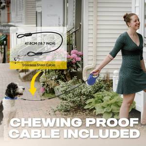 lot 62791 image: Retractable Dog Leash, 16ft Heavy Duty Pet Walking Leash for SmallMedium Dog or Cat up to 44 lbs, Tangle Free. One-Hand Brake (Medium, Navy Blue) - Retail $17