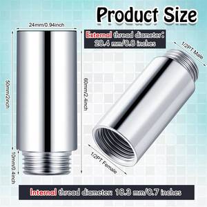 lot 62804 image: 2 Pcs Shower Head Extension Arm Stainless Steel Shower Pipe Extension 12pt Male to 12pt Female Thread Cast Pipe Fitting Coupler Adapter(2 Inch) - Retail $9
