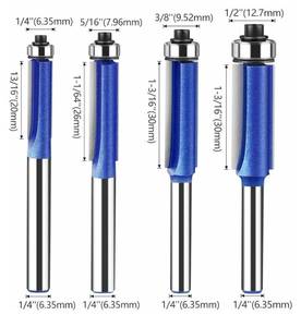 lot 62813 image: 4PCS Flush Trim Router Bit Set 14 Inch Shank Top Bearing Flush Trim Router Bit - Retail $19