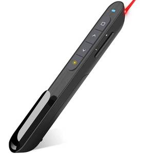lot 62815 image: Wireless Presenter, Hyperlink Volume Control Presentation Clicker RF 2.4GHz USB PowerPoint Clicker Presentation Remote Control Pointer Slide Advancer (Black) - Retail $8