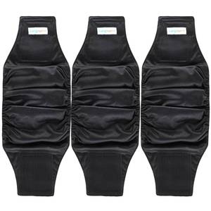 lot 62823 image: Male Belly Bands for Dogs (Pack of 3) - High Absorbing Dog Wraps Male Washable - Reusable Dog Diapers (Black, Medium) - Retail $15