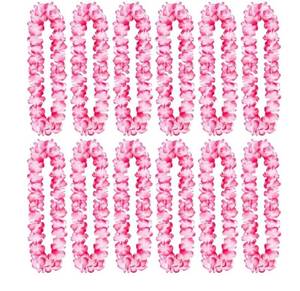 lot 62841 image: 12 Pcs Hawaiian Leis Garland Ruffled Hula Aloha Flower Necklaces Luau Hen Stag Hawaiian Fancy Dress Decorations for Adults Beach Tropical Themed Birthday Summer Party Favors(Pink, white) - Retail $10