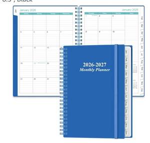 lot 62856 image: 2026-2027 Monthly Planner - January 2026 - June 2027, Two Pages Per Month, 18 Monthly CalendarPlanner with Tabs, Inner Pocket, 6.4 x 8.5, Black - Retail $6