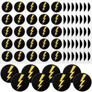 lot 62858 image: 200 Pcs Helmet Stickers Baseball Softball Helmet Baseball Stickers 1.1 Inch Lightning Bolt Vinyl Decals Self Adhesive for Softball Lacrosse Wall(Black Print Gold) - Retail $8