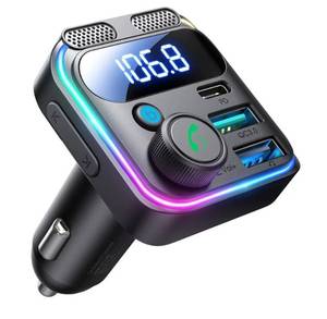 lot 62867 image: Bluetooth 6.0 Car Adapter FM Transmitter 81W Bluetooth Cigarette Lighter Adapter PD45W&QC36W Fast Charging Dual Mics HiFi Bass LED Display Wireless Radio Hands-Free Calling Support USB Drive - Retail $20