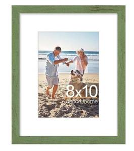 lot 62884 image: 8x10 Picture Frame, Display Pictures 5x7 with Mat or 8x10 without Mat, Wall & Tabletop Display Photo Frame, Rustic Green, 1 Pack - Retail $12