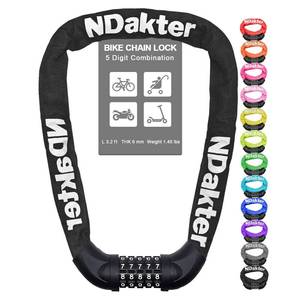 lot 62891 image: Bike Chain Lock, 5 Digit Combination Heavy Duty Anti Theft Bicycle Chain Lock, 3.24.275Ft Long Security Resettable Bike Locks for Bike, Bicycle, Scooter, Motorcycle, Door, Gate, Fence(black) - Retail $12