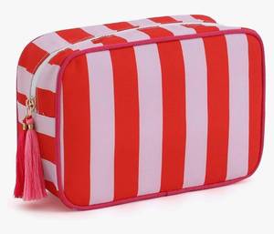 lot 62893 image: Makeup Bag Travel Cosmetic Bag Organizer Tassel Toiletry Bag Large Canvas Zipper Pouch Mahjong Tile Bag - Retail $16