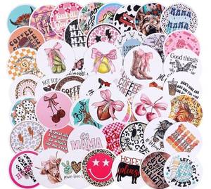 lot 62895 image: 3inch 100pcs Car Freshies Cardstock Cutouts Round for Circles Silicone Molds & Aroma Beads Accessories Supplies, Mama, Western, Funny Quote, Cow, Smile,Coffee,Bow - Retail $18