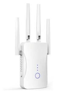 lot 62903 image: WiFi Extender Signal Booster - 2.4GHz 300Mbps WiFi Booster for Home, Covers Up to 9999 Sq. Ft, Easy Setup, Ethernet Port & Access Point, Stable Internet Performance with 60 Devices ��White�� - Retail $42