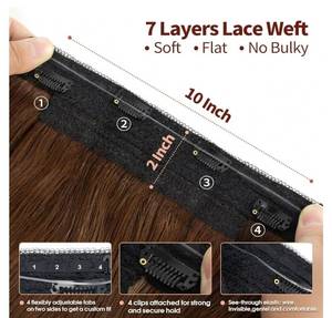 lot 62904 image: Halo Hair Extensions Real Human Hair 22inch100g natural blonde Brown Seamless Invisible Wire Hair Extensions with 4 Clips in and Adjustable Elastic Line Straight Halo Human Hair Extensions for Women - Retail $72