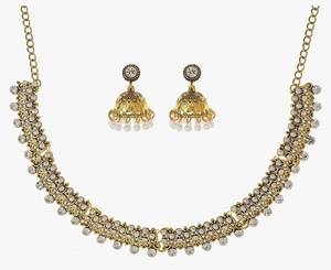 lot 62909 image: Indian-Jewelry-Sets-for-Women-Kundan-Necklace-Choker Chain Earrings Gold Rhinestones Chain Earrings Oxidized Indian Jewelry Set - Retail $17