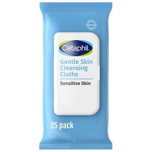 lot 62917 image: Cetaphil Gentle Cleansing and Makeup Wipes for Face and Body - 25ct Aluminum-Free, No Fragrance Added, Sensitive Skin - Retail $10