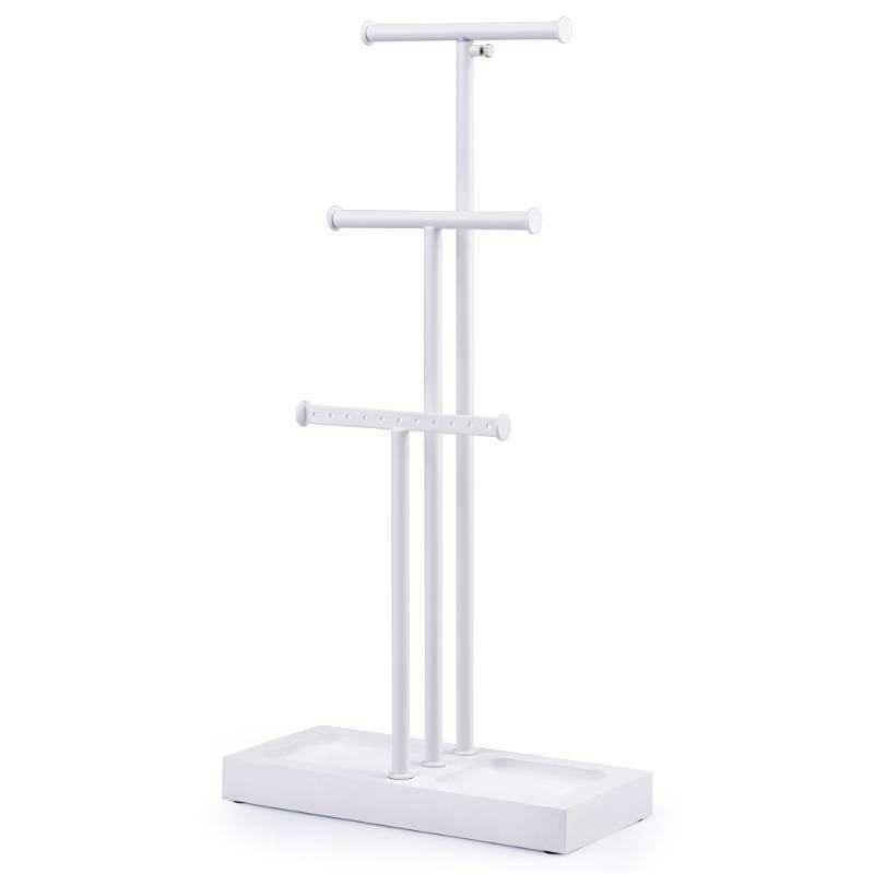 lot 36625 image: Jewelry Tree Stand White Metal and Wood Base Large Storage Jewelry Organizer for Necklaces Bracelets Earrings Holder Organizer Jewelry Display Gift White and White - Retail $16