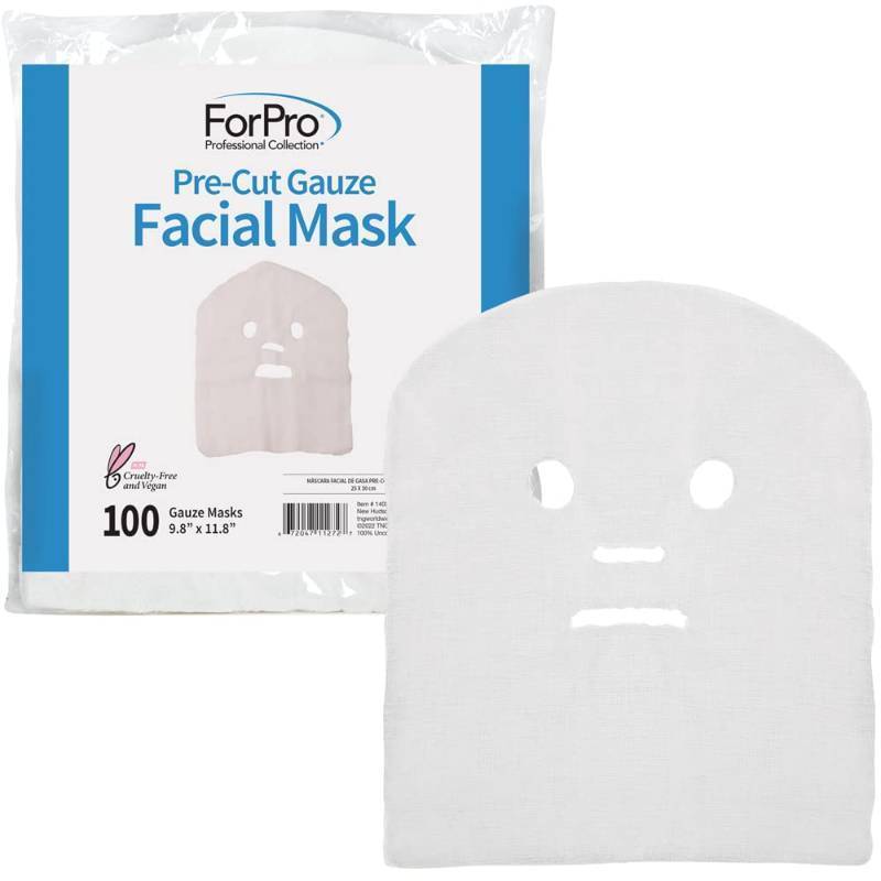 lot 36724 image: Professional Collection Precut Gauze Facial Mask, 100% Cotton Gauze, for High Frequency Facial Treatments and Masks, Count Unknown. - Retail $10