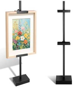 lot 72490 image: Adjustable Tabletop Easel Stand-Up to 29 H Frame Holder Stand Table Easels for Picture Frames Metal Standing Easel Display Stand for Signs, Display, Artwork, Canvas, Decorative Stand(Black) - Retail $19