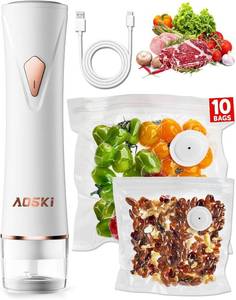 lot 72491 image: Compact Vacuum Sealer for Food Sealer Handheld Portable Vacuum Sealer Machine for Food Storage, Rechargeable Food Vacuum Sealing for Kitchen Travel Fridge Meal Prep, Gifts for Mom, Wife, Chef & Home - Retail $42