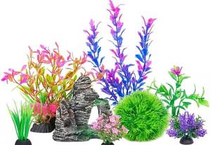 lot 72494 image: Aquarium Plants and Rock Decoration Set - Retail $9