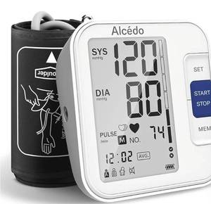 lot 72495 image: Alcedo Blood Pressure Monitor for Home Use, Automatic Digital BP Machine with Large Cuff for Upper Arm, LCD Screen, 2x120 Memory, Talking Function - Retail $45