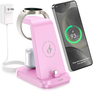 lot 72497 image: 36W USB C Super Fast Charging Station for Samsung Phones Watches Earbuds, 3 in 1 Charger for Samsung Galaxy Watch Ultra76543, Galaxy S24S23S222120,Note2010,Z FoldFlip 54,USB-C Buds, black - Retail $20