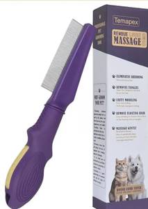 lot 72513 image: Pet Flea Comb for Dogs & Cats,Removes Tangles & Flea, Tear Stain Removal, Stainless Steel Metal Teeth, Non-slip & Anti-static Rubber Handle, Safe & Gentle Pet Grooming  - Retail $8