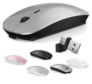 lot 72518 image: MacBook Wireless Bluetooth Mouse Laptop MacBook Air Mac Pro Rechargeable Silent PC iPad Optical Mice with Dual Mode Switch Bluetooth 5.23.0 and 2.4GHz USB Type-C Receiver Gray - Retail $20