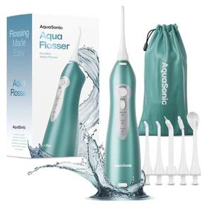 lot 72521 image: AquaSonic Water Flosser - Cordless Rechargeable Water Flossers for Teeth Cleaning - Waterproof Aqua Flosser, Portable Oral Irrigator for Dental Cleaning with 5 Jet Tips �� Braces Home Travel - Retail $50