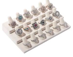 lot 72522 image: Ring Holder Organizer Display Stand (White Velvet) - Retail $17