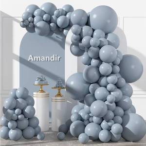 lot 72525 image: Amandir 153pcs Dusty Blue Balloons Arch Garland Kit Different Sizes 18 12 10 5 Inch Haze Pale Blue Latex Matte Balloon for Birthday Baby Shower Gender Reveal Wedding Engagements Party Decorations - Retail $8