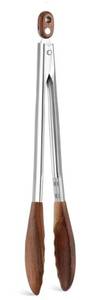 lot 72526 image: Wooden Tongs for Cooking & Serving Food, Stainless Steel Salad Tongs with Walnut Wood Tip, Anti-Slip Long Handle Wooden Kitchen Tongs Heat Resistant, Smooth Locking & Hanging Cooking Utensil - Retail $17
