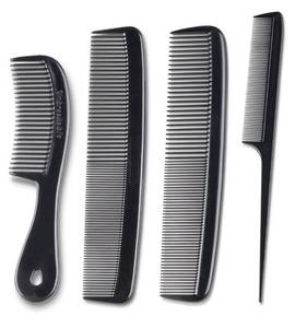 lot 72532 image: Mars Wellness 4 Piece Professional Comb Set Black - USA MADE - Fine Pro Tail Combs, Dresser Hair Comb Styling Comb - Premium Grade for Men and Women - Parting Teasing and Styling - Retail $9
