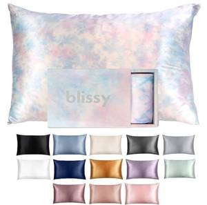 lot 72553 image: Silk Pillowcase - 100% Pure Mulberry Silk - 22 Momme 6A High-Grade Fibers - Silk Pillow Cover for Hair & Skin - Regular, Queen & King (Tie Dye, King) - Retail $110