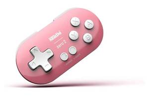 lot 72557 image: 8Bitdo Zero 2 Bluetooth Gamepad Keychain Sized Mini Controller for Switch, Windows, Android, macOS & Raspberry Pi(Pink Edition) - Nintendo Switch - Retail $20
