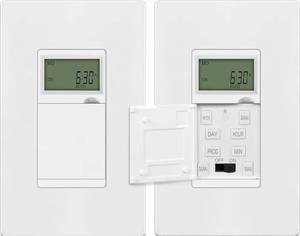 lot 72569 image: Programmable Digital Timer Switch for Lights, Fans, Motors, 7-Day 18 ONOFF Timer Settings, Single Pole, Neutral Wire Required, UL Listed, HET01-C, White, 2 Pack - Retail $27