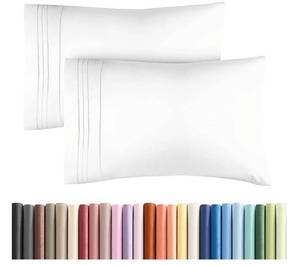 lot 72571 image: Queen Pillow Cases Set of 2 - Ultra Soft Hotel Quality Pillowcase Covers - Comfy, Cozy & Wrinkle Free - Shrinkage, Stain and Fade Resistant - Machine Washable Pillow Protectors - 2 Piece Set, queen white - Retail $19