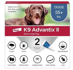 lot 72575 image: K9 Advantix II XL Dog Vet-Recommended Flea, Tick & Mosquito Treatment & Prevention  Dogs Over 55 lbs.  2-Mo Supply - Retail $35