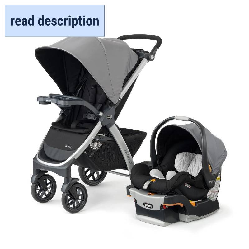 lot 421336 image: Retails for $450 Chicco Bravo 3-in-1 Trio Travel System, Bravo Quick-Fold Stroller, CamdenBlack (Stroller Only - Sold As-Is)