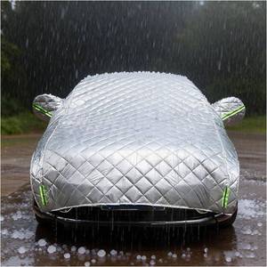 lot 142148 image: Hail Protector Car Cover, Compatible with Ford Chevrolet Toyota and Many Other Models,Car Cover Waterproof All Weather,5-Layer Thickened Cotton, Protection for SUV and Sedan (Silver,All Three Sedan)