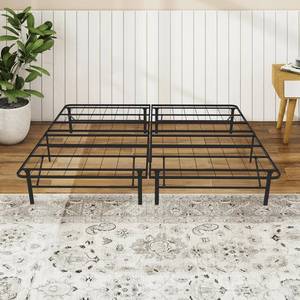 lot 142163 image: King Folding Platform Bed Frame, King Size Platform Bed Frame Heavy Duty Steel Construction with 14 Underbed Storage, No Box Spring Required, Tool-Free Assembly
