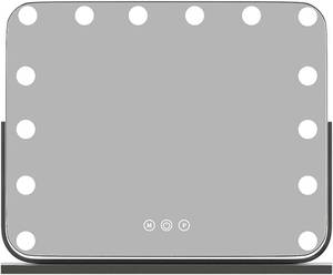 lot 142164 image: Retails for $136 Desk Mirror with Dimmable Brightness, Hollywood Mirror with Lights, Vanity Lighted Mirror for Bedroom, 360 Rotation Touch Screen Vanity Mirror, Touch Button Adjust Brightness, 3 Color Lighting, Black(