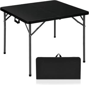 lot 142168 image: Lakhow 36 Square Folding Table, Plastic Commercial Folding Card Table with Collapsible Legs for Kitchen or Outdoor Party Wedding Event Indoor Outdoor Use, Black
