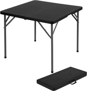 lot 142169 image: BestOffice Outdoor 36 Folding Card Table Plastic Table Portable Square Height Dining Table Perfect for Picnics, Parties, and Camping, Black