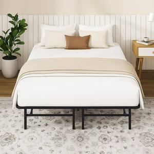 lot 342067 image: King Bed Frame, 14 Inch Foldable Metal Platform with Steel Slats, No Box Spring Needed, Tool-Free Assembly, Portable Folding Full Bed Frames for Apartment, Guest Room, or Dorms