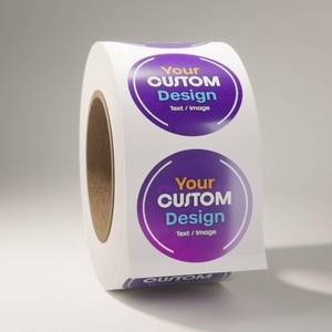 lot 342074 image: 3 x 3 Custom Roll Labels, 100 Count, White Plastic with Gloss Lamination Durable Waterproof Circle Labels for Professional Product Branding, Packaging, Small Businesses