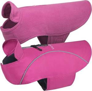 lot 342094 image: VIVAGLORY Dog Coat, Jacket with Leash Hole, Fleece Dog Vest for Winter & Cold Weather, 3 in 1 Reflective Heavy Duty Fleece Water Resistant for Puppy, XS, Fuchsia