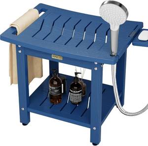 lot 442020 image: YEFU Shower Chair for Inside Shower 21 Inch Oversized WaterproofNo Maintenance - Shower Stool with Shelf & Handle 400 LBS - BathroomsOutdoor - Non-Slip Easy Assemble Bench for AdultElderlyNavy